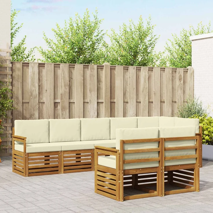 vidaXL Outdoor-Sofagarnitur 8 stk. 8-Sitzer Natur und Creme 3374995 – Bild 1