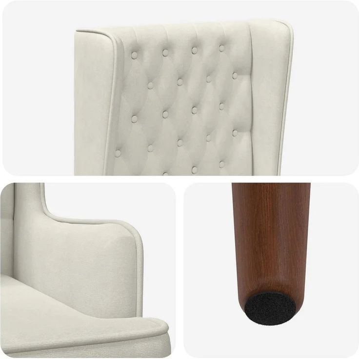 vidaXL Hochlehner Creme Samt 42042499 – Bild 6