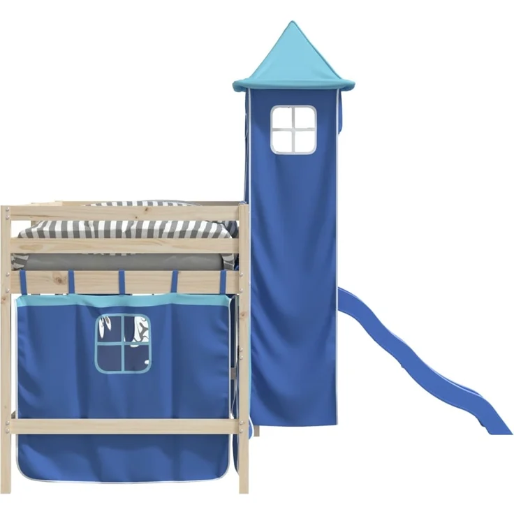vidaXL Vorhänge für Hochbett mit Turm Blau Polyester 835923 – Bild 5