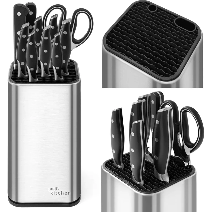 JOEJI’S KITCHEN Messerblock Messerblock ohne Messer mit extra Schlitzen Rostfreier Edelstahl