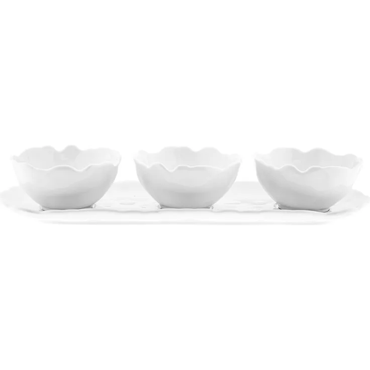 Alya 4-teiliges Snackschalen-Set in Wave-Style - 3 Schälchen & 1 Servierteller