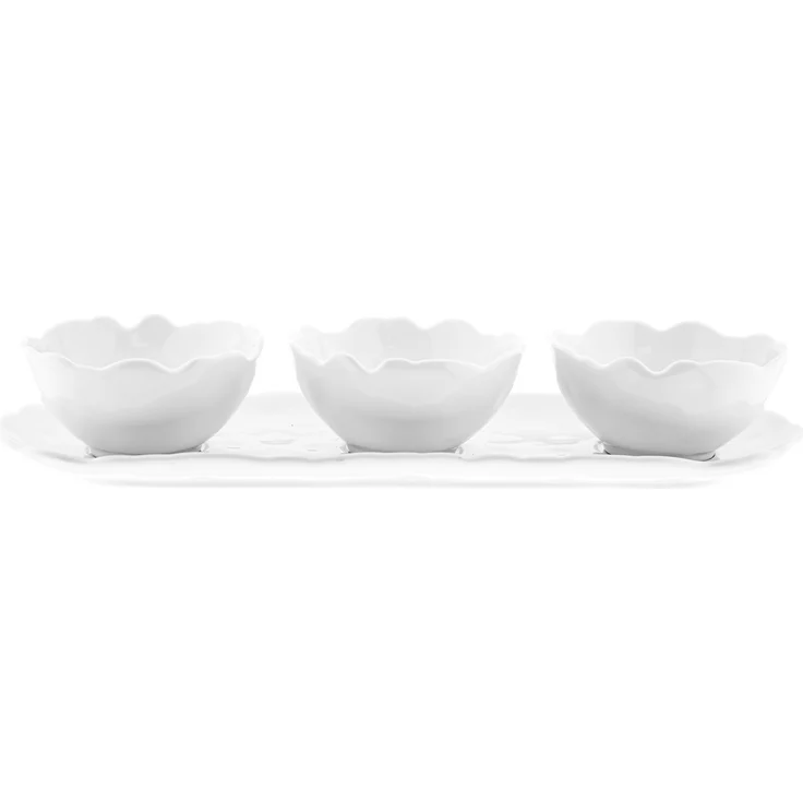 Alya 4-teiliges Snackschalen-Set in Wave-Style - 3 Schälchen & 1 Servierteller – Bild 1