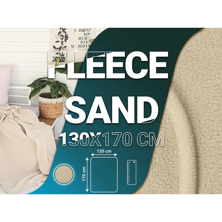 ZOLLNER Kuscheldecke, 130x170 cm, Polar-Fleece, hellbraun (sand) – Bild 4
