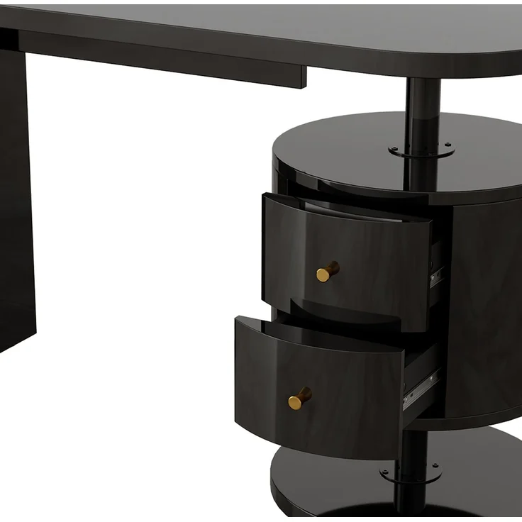 Schminktisch Lara Schwarz Hochglanz 120 cm mit 2 Schubladen Vicco – Bild 6