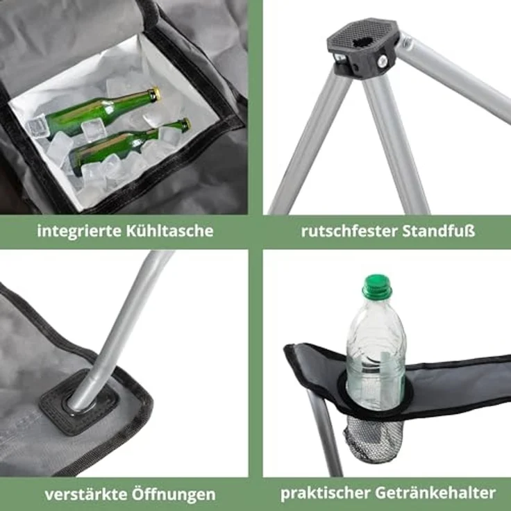 Stagecaptain Campingstuhl CS-1485 Doppelsitzer Camping Klappstuhl faltbar, Faltstuhl mit integrierter Kühltasche – Bild 4