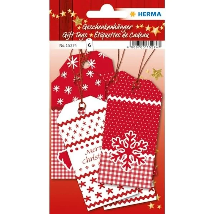 HERMA Geschenkanhänger Weihnachten White Christmas 8x4cm VE=6 Stück – Bild 1