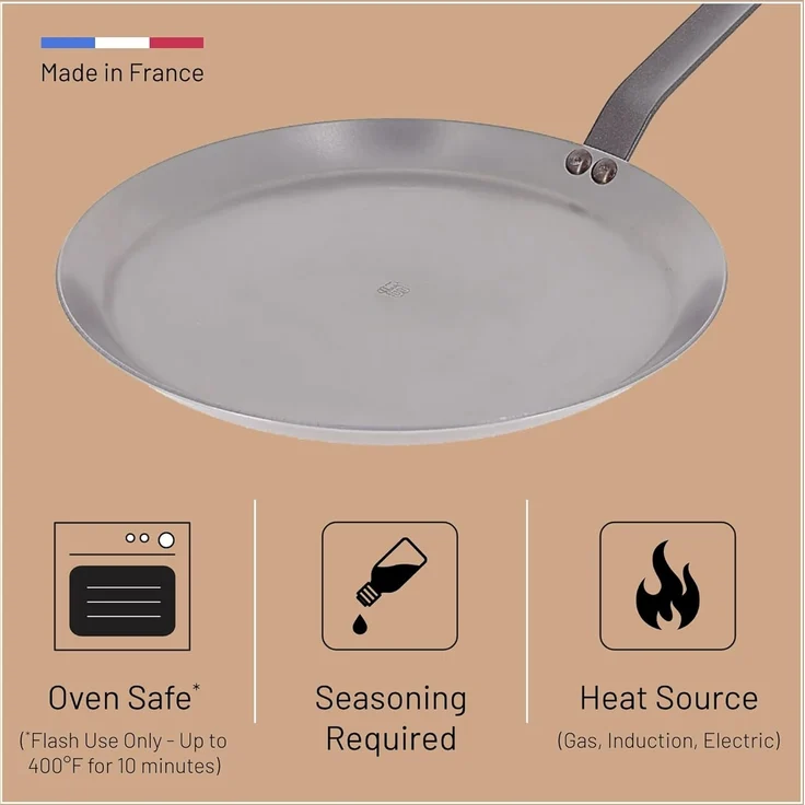 de Buyer Bratpfanne Mineral B, Crêpes-Pfanne 26 cm - Eisen mit Bienenwachsbeschichtung - – Bild 3