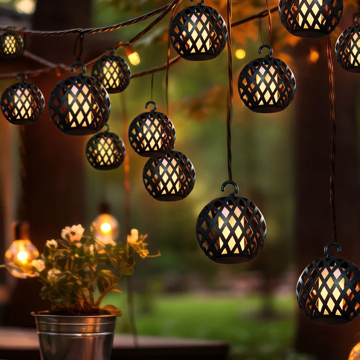 LED Solar Lichterkette, 16x Kugel, Flammen-Effekt, L 200 cm – Bild 5