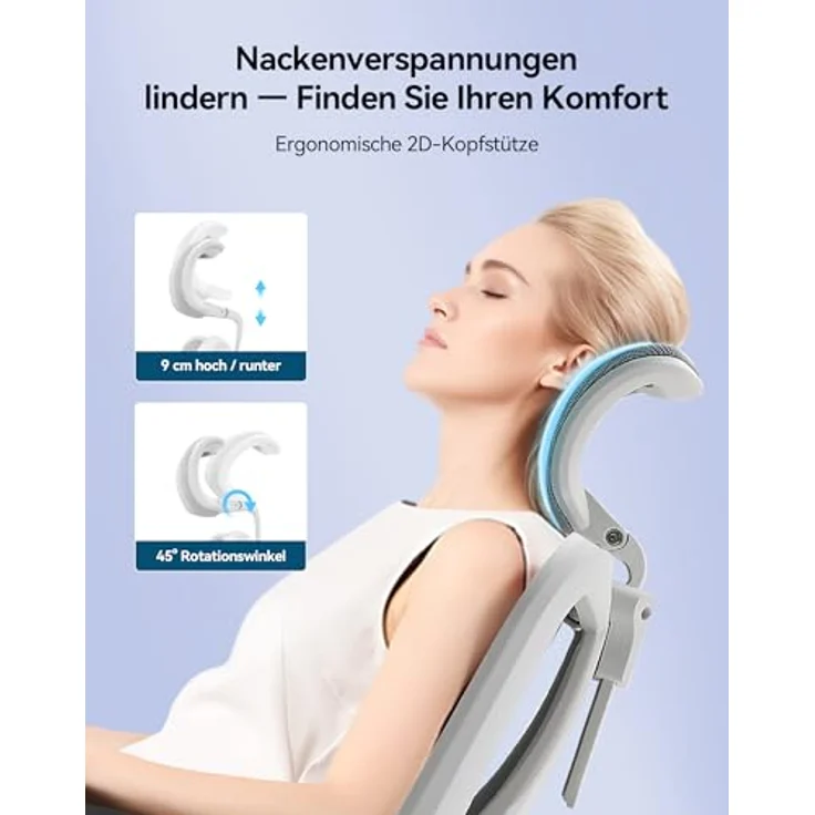 SIHOO M57 Ergonomischer Bürostuhl mit 3-Wege-Armlehnen, Lendenwirbelstütze und Verstellbarer Kopfstütze Hohe Rückenlehne Neigungsfunktion – Bild 10