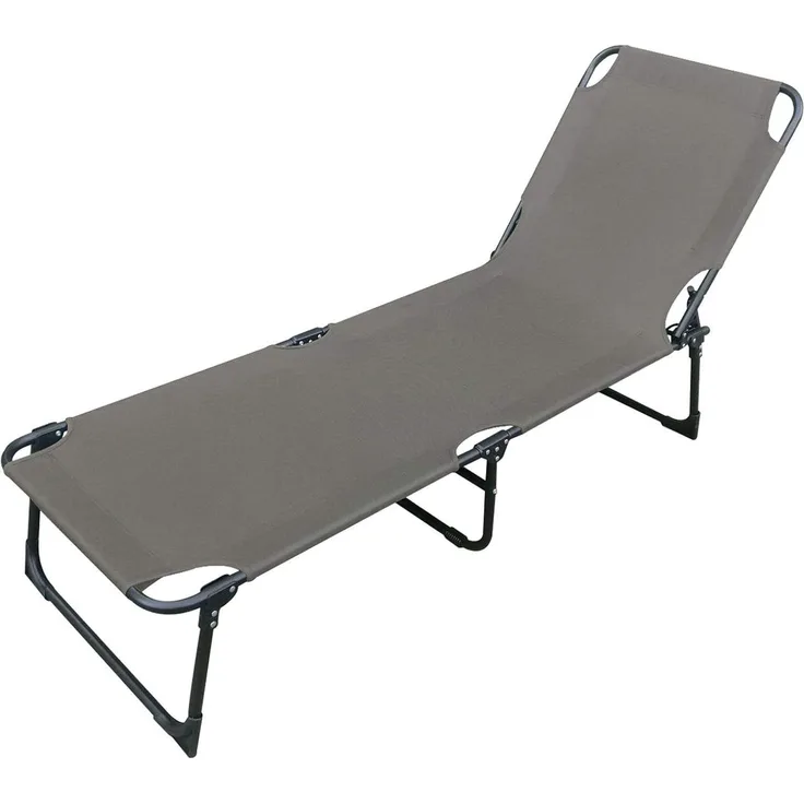 3-Bein Gartenliege Sonnenliege Strandliege Gartenmöbel Liegestuhl klappbar 188cm grau