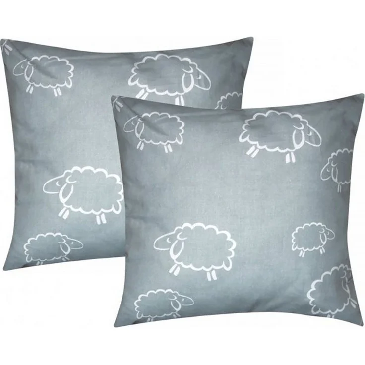 Heubergshop Kissenbezüge, (2 Stück), 2er Set 40x40 cm Schafe Grau Weiß Kissenhülle 100% Baumwolle (99/7) – Bild 2