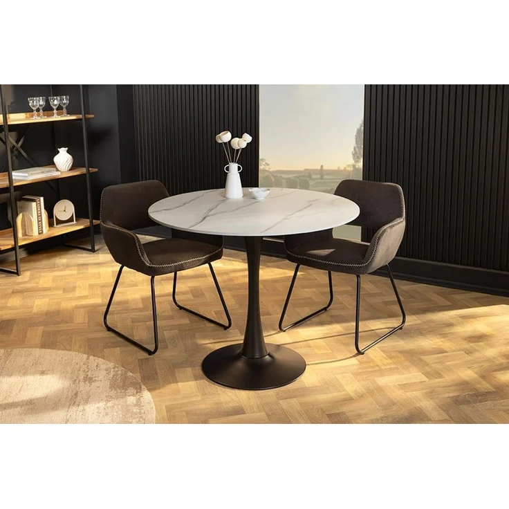 riess-ambiente Esstisch LYON 80cm weiß/schwarz - Keramik, Säulenfuß, zeitlos, kompakt, rund (Einzelartikel, 1-St), Eleganter Bistrotisch - idealer Mittelpunkt für Küche oder Wohnzimmer – Bild 8