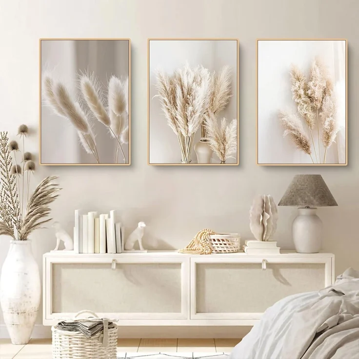 Poster 3er Schilf Pampasgras Boho Wohnzimmer B 21x30cm – Bild 3