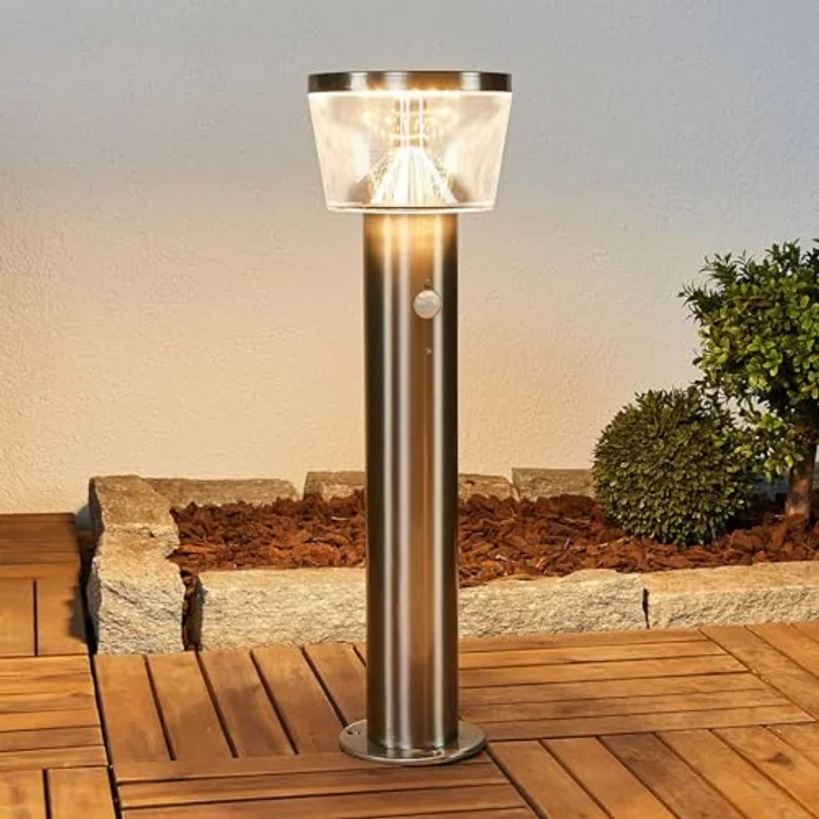 Lindby LED Solarleuchte Antje mit Bewegungsmelder, spritzwassergeschützt, Aluminium, Edelstahl, 1-flammig, für Außenbereiche – Bild 2
