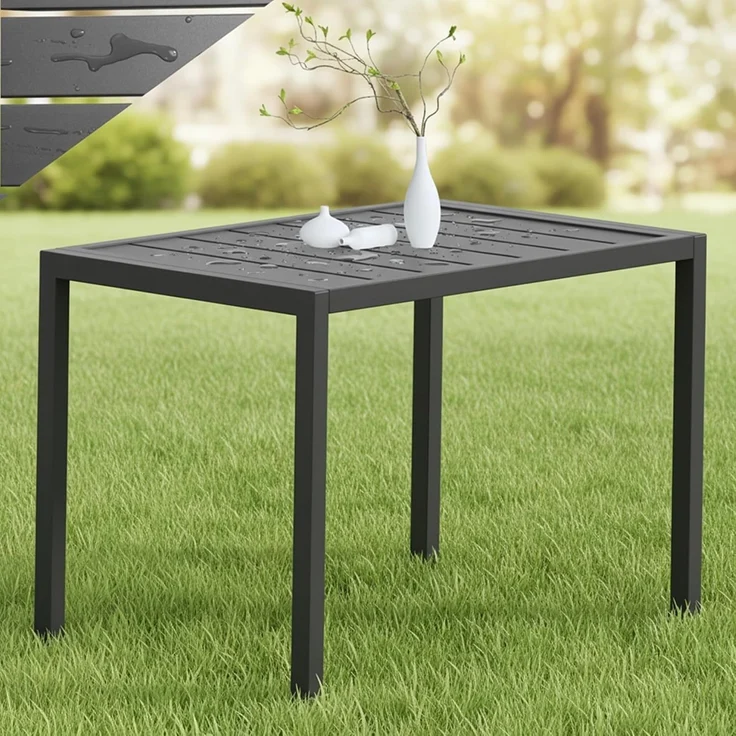 Mucola Gartentisch Aluminium Beistell Balkontisch rechteckig wetterfest Anthrazit Tisch Outdoor hitze- und wetterbeständig Terrassentisch – Bild 9