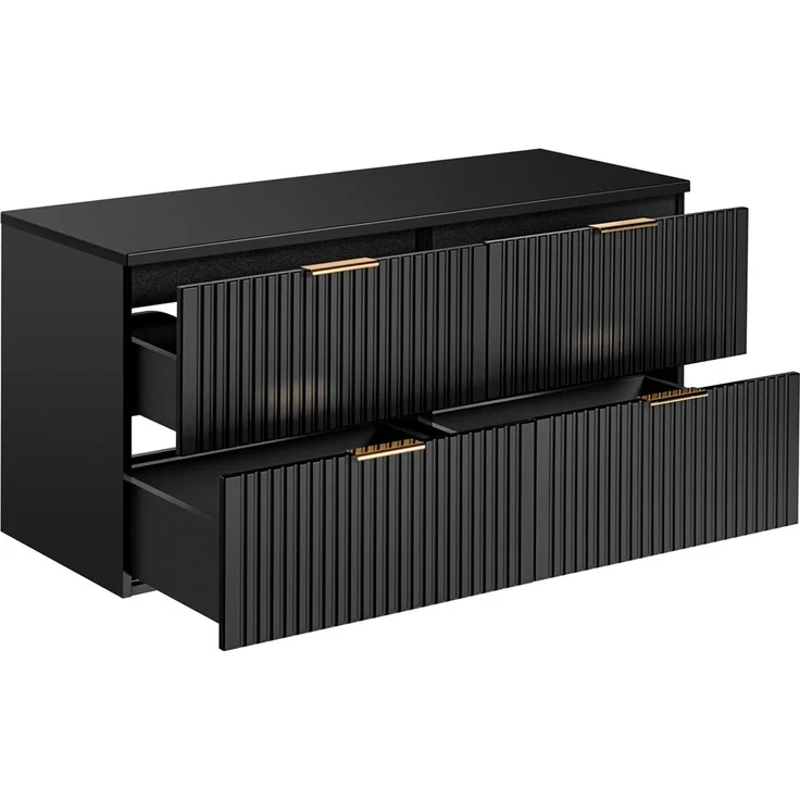 Waschtischunterschrank 120cm ADELAIDE-56-BLACK in matt schwarz mit gerillter Front, B/H/T 120,6/59,2/46,5 cm – Bild 5