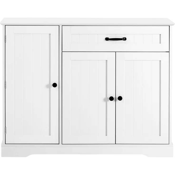 Merax Sideboard Speisewagen mit 3 Türen und einer Schublade, Buffetschrank für Esszimmer, Wohnzimmer und Diele (Weiß) – Bild 10