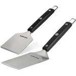 BURNHARD Grillspachtel und Grillschaber, Set 2-tlg. mit Burgerwender, Grillwerkzeug aus Edelstahl, BBQ-Tools für Planchas und Grillplatten, Planchaspachtel - Multi-Color - #945616