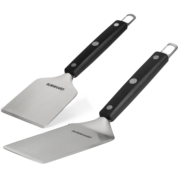 BURNHARD Grillspachtel und Grillschaber, Set 2-tlg. mit Burgerwender, Grillwerkzeug aus Edelstahl, BBQ-Tools für Planchas und Grillplatten, Planchaspachtel - Multi-Color - #945616
