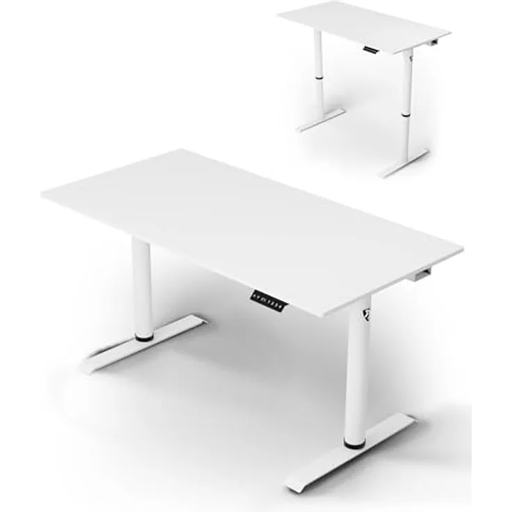 Arozzi Arena Nordico, Elektrisch Höhenverstellbarer Gaming Tisch 140x70 cm mit Kabelmanagement, Monitorarm-Kompatibilität - Weiß