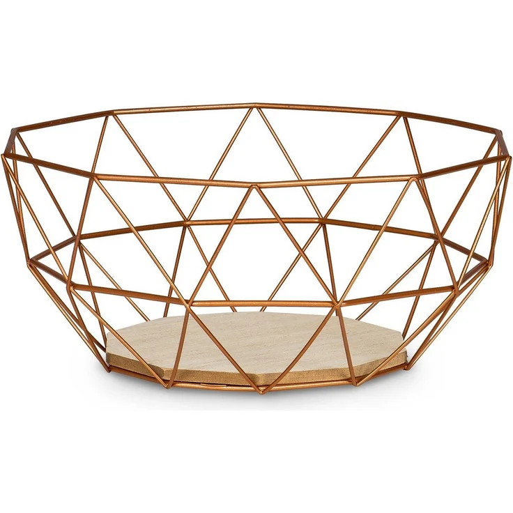 Levandeo® Dekoschale, Korb Metall Kupfer 26x12cm Modern Holz MDF Braun Schüssel Schale – Bild 5