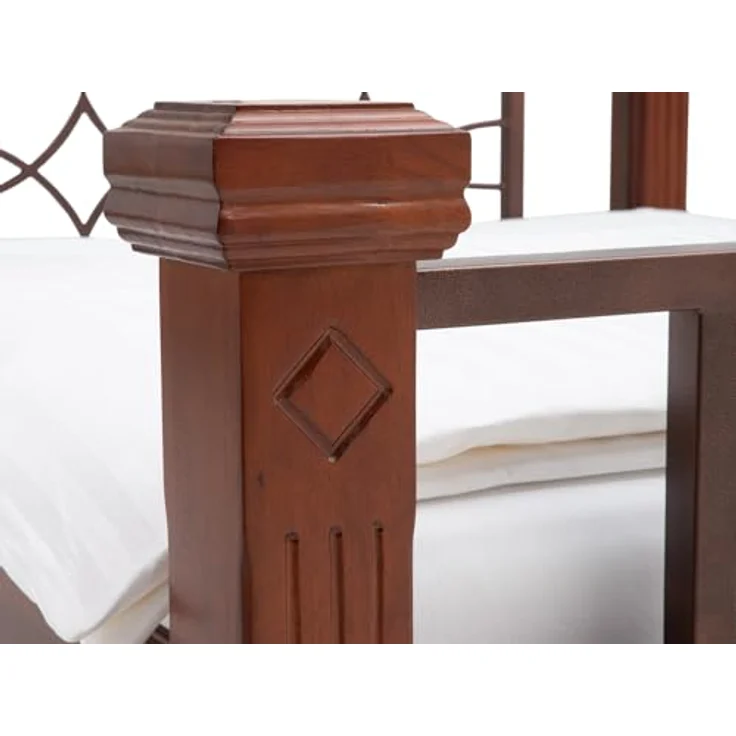 Massives Holzbett 200x200 cm braun rustikal – Doppelbett mit Metallgestell & Holzpfosten – Stabil & stilvoll für gemütliches Schlafzimmer Ambiente – Bild 6
