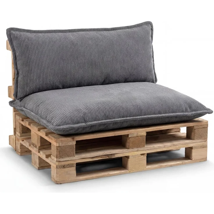 Gutekissen® Palettenkissen Glatte Kissen mit Paspel, Palettenauflagen Sitzkissen Rückenlehne Glatt PLL (Dunkelgrau, Rückenlehne 120x40)
