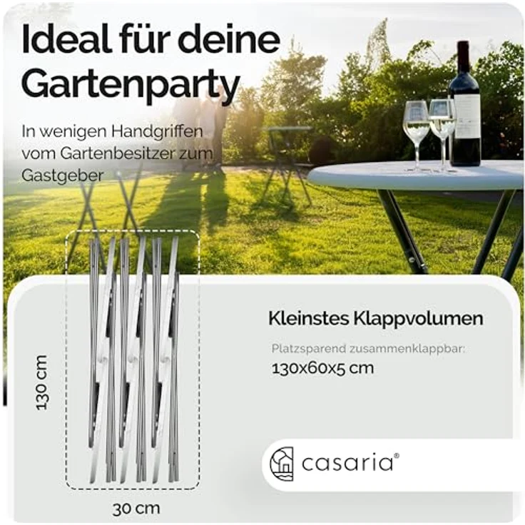 Casaria Stehtisch Klappbar, Holz Optik Weiß, 60cm – Bild 5