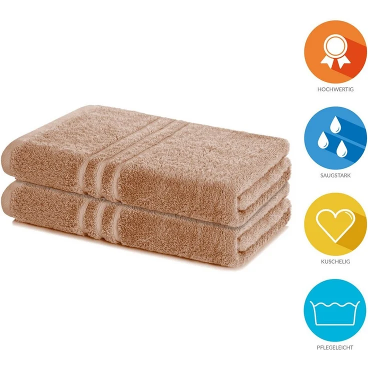 Lavea Duschtuch Elena, 70x140cm aus 100% Baumwolle im edlen Design (Set, 2-St), weiche & saugstarke Duschtücher, pflegeleichtes Duschtuch-Set – Bild 2