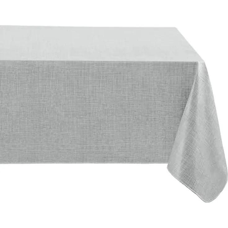 Elrene Home Fashions Monterey Leinen-inspirierte Tischdecke aus Vinyl, Wasser- und schmutzabweisend, mit Flanellrückseite, 132,1 x 132,1 cm, quadratisch, Grau