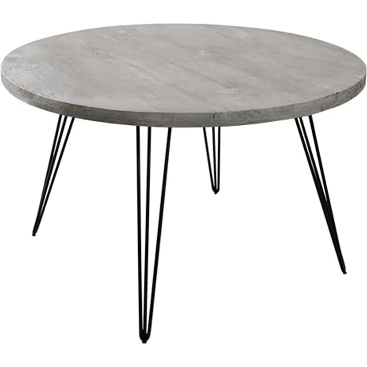 riess-ambiente Esstisch SCORPION Ø80cm grau / schwarz (Einzelartikel, 1-St), Küche · Massivholz · Metall · Hairpin Legs · rund · Industrial Design