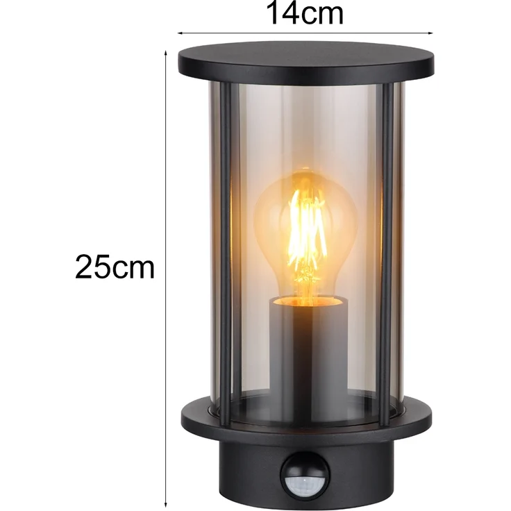 Außenwandleuchte GRACEY aus Edelstahl mit Bewegungsmelder & Rauchglas, H: 25cm – Bild 4