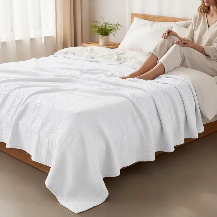 Wohndecke Musselin Decke, JASLIFE, Sommerdecke,100% Baumwolle – Bild 2