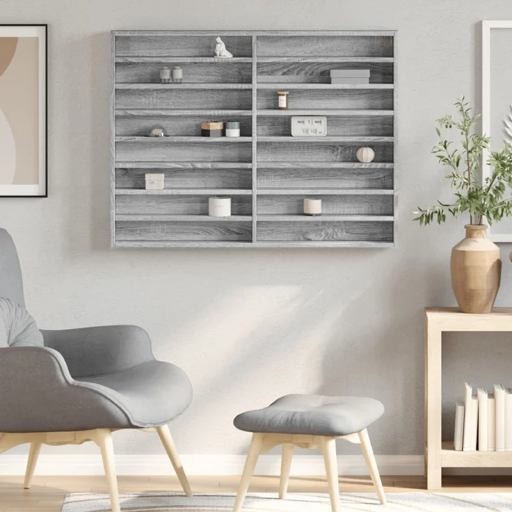 vidaXL Vitrinenschrank Grau Sonoma 100x8,5x75 cm Holzwerkstoff 847938 – Bild 3