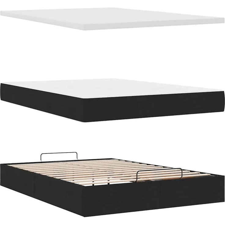vidaXL Ottoman-Bett mit Matratze Schwarz 140x190 cm Stoff 3311624 – Bild 6
