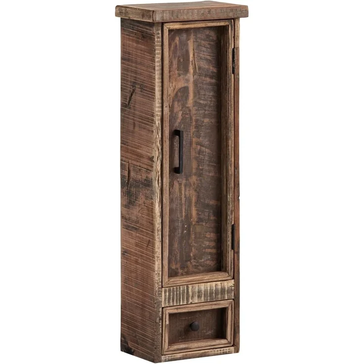Sumatra Wandschrank aus recyceltem Altholz mit drei Fächern und Schublade rustikal nachhaltig für Badezimmer massivum – Bild 1