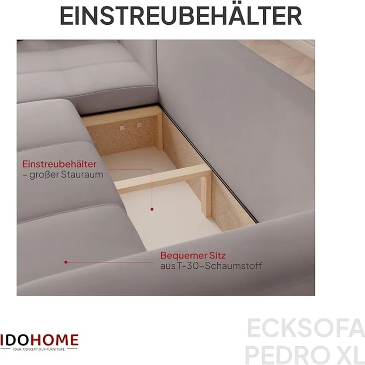 Modernes Sofa in L-Form mit Schlaffunktion und Stauraum – Bild 4