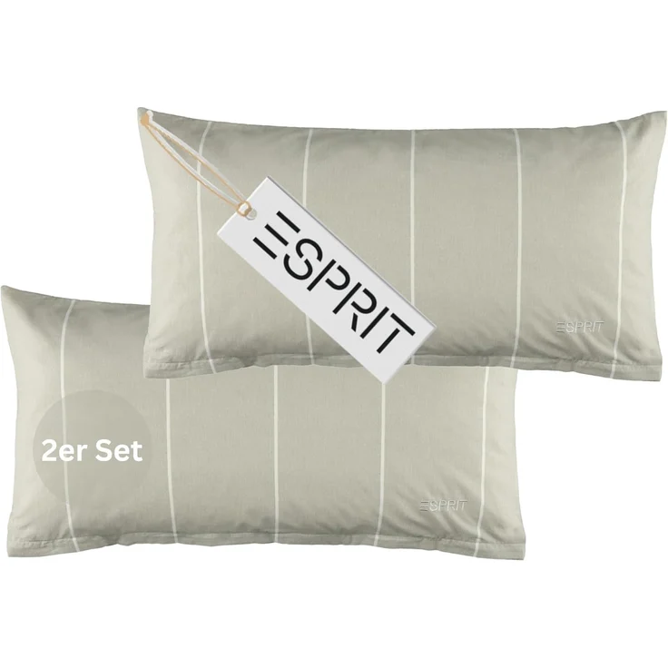 Esprit Bettwäsche HARPLINES Renforcé Kissenbezüge und Bettwäsche, Baumwolle, 2 teilig, 40 x 80 cm 2er Pack in Grau
