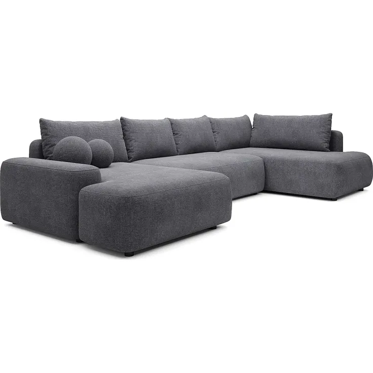 Vente-unique - DAVISO Sofa Stoff Grau - B 204 cm x H 87 cm x L 360 cm – Bild 3