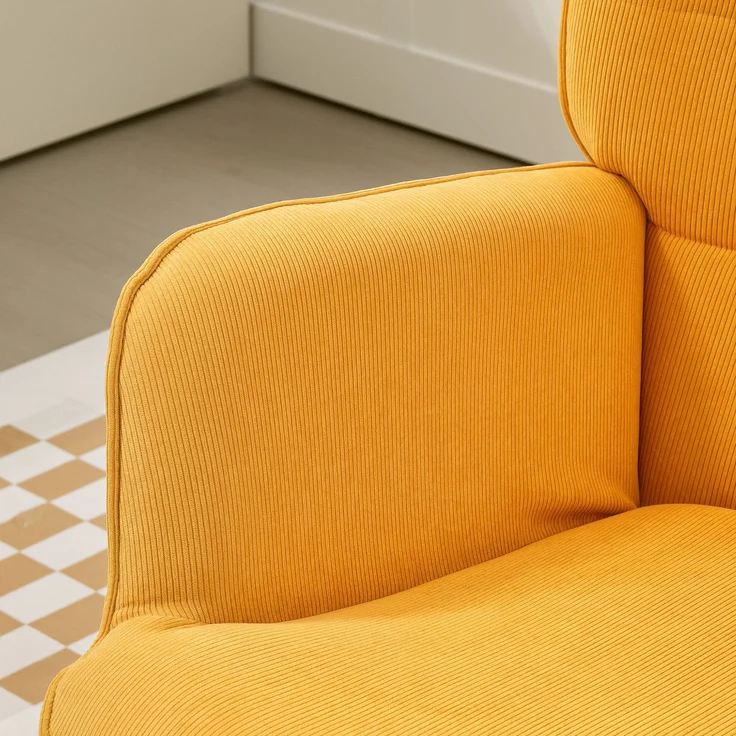 DESVIAE Sessel mit Hocker 80x101x72 cm aus Polyester, Orange, mit Buchenholzbeinen – Bild 7