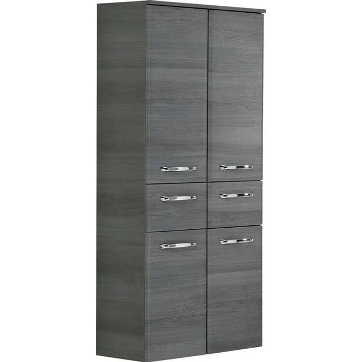 Saphir Midischrank Quickset Badschrank 60 cm breit, 141 cm hoch mit 4 Türen Badezimmer-Midischrank inkl. Türdämpfer, Griffe in Chrom glänzend – Bild 4