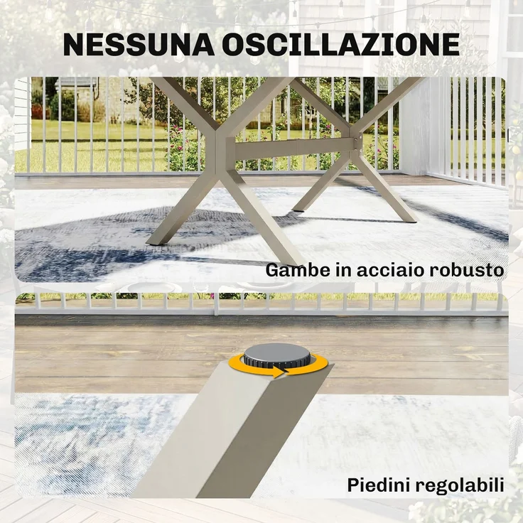 Ausziehbarer Gartentisch für 8–10 Personen, aus Aluminium und Stahl, 154/214 × 85 × 73 cm, grau – Bild 8