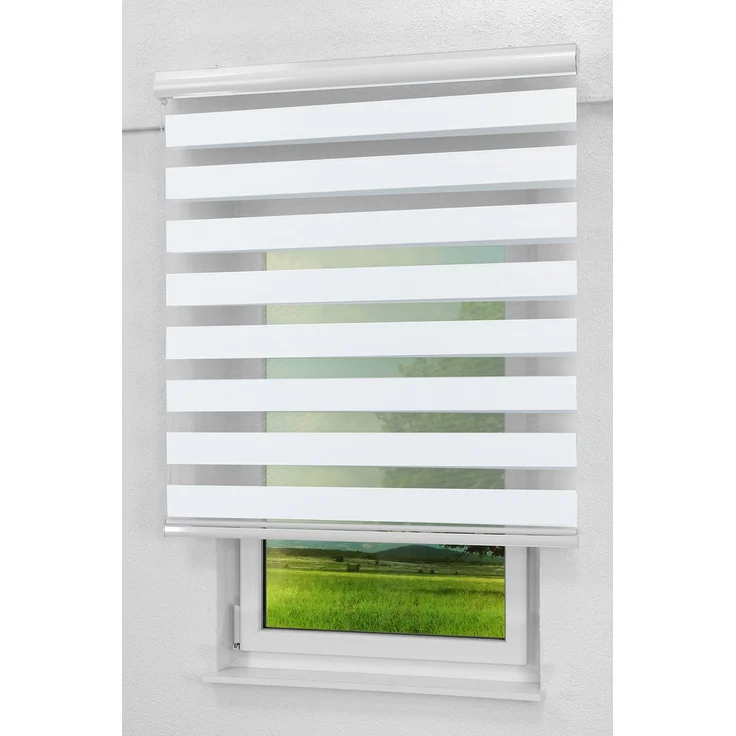 Lysel - Qualitätsdoppelrollo abdunkelnd weißgrau, (B x H) 140cm x 175cm in weiß/weißgrau – Bild 1