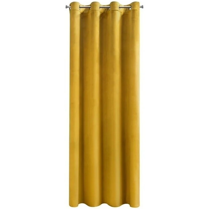Design91 Samtvorhang, Ösen, Polyester gelb, 140x250 cm – Bild 4