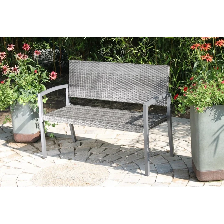 'SANREMO' Parkbank, Aluminium / Kunststoffgeflecht, Dunkelgrau, 87 x 60 x 116 cm – Bild 3