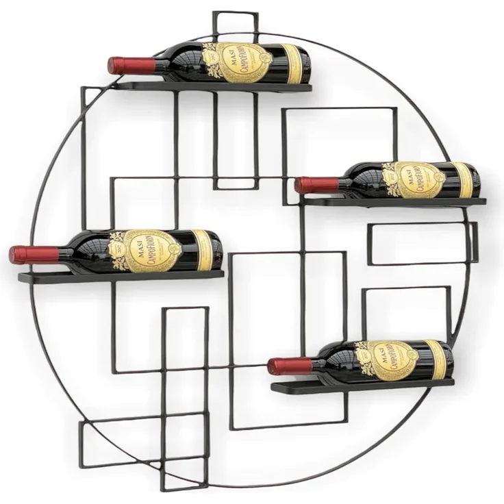 DanDiBo Weinregal Metall Schwarz Wand "Pi4" Flaschenständer Flaschenregal 80 cm Flaschenhalter Wandregal Regal
