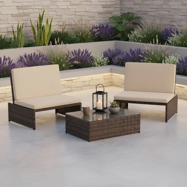 Gartenmöbelset Sessel Sitzgruppe Polyrattan Loungegarnitur Essgruppe braun – Bild 9