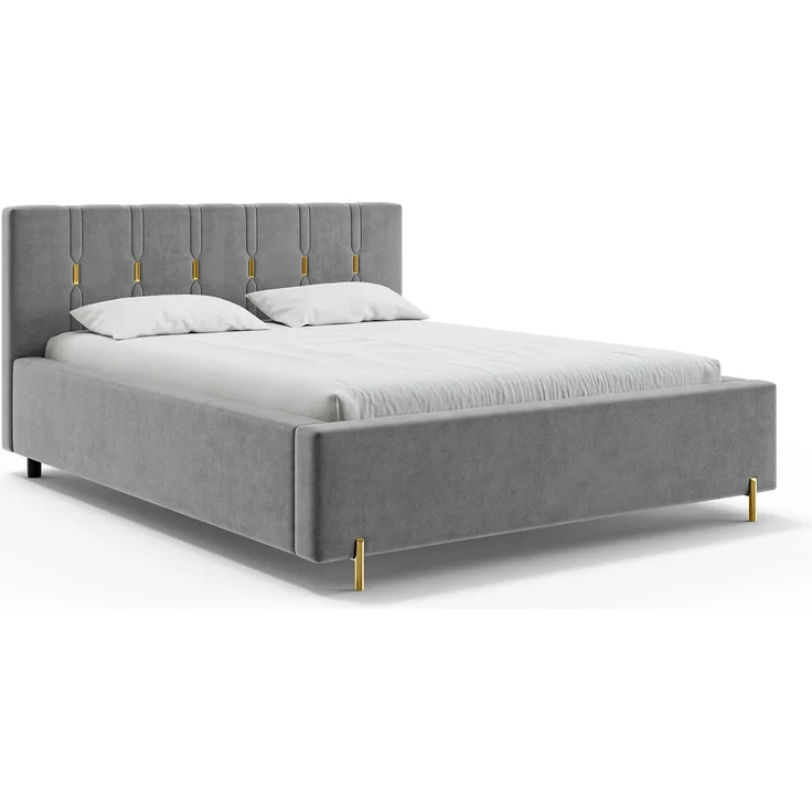 MEBLINI Polsterbett 180x200 ohne Lattenrost ohne Matratze – FABIO – Grau Samt – Doppelbett ohne Bettkasten - Stauraumbett - Kopfteil Bett ohne Stauraum – Bild 2