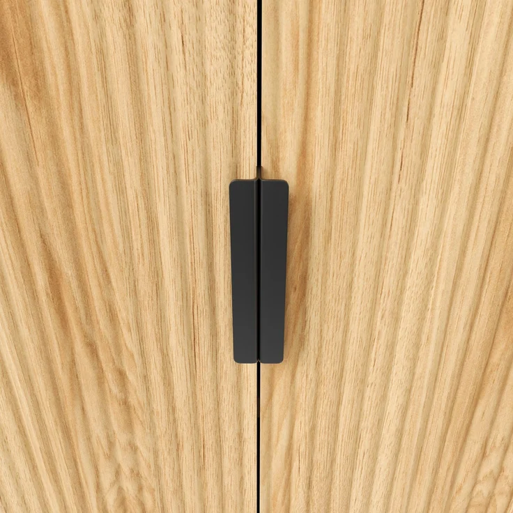 ZUBALIYA Weinschrank 105x40x180 cm, mit LED-Beleuchtung, mit Steckdosen, mit verstellbaren Einlegeböden, aus MDF, Natur – Bild 14