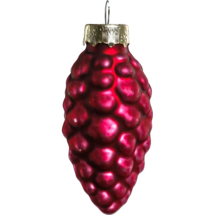 TrendLine Glas-Tannenzapfen rot 12 Stück 6 cm Weihnachtsdeko Kugeln Baum Lichter – Bild 1